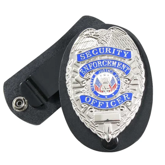 Leather Clip On Badge Holder Oval