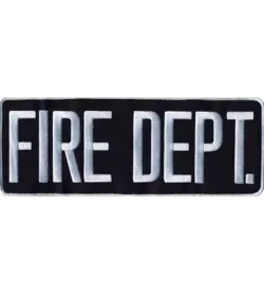 Fire Dept Back Patch Large 4 x 11 White on Midnight Blue
