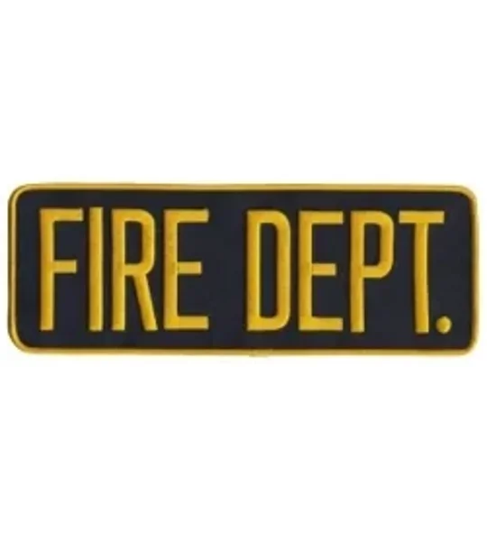 Fire Dept Back Patch Large 4 x 11 Gold on Black