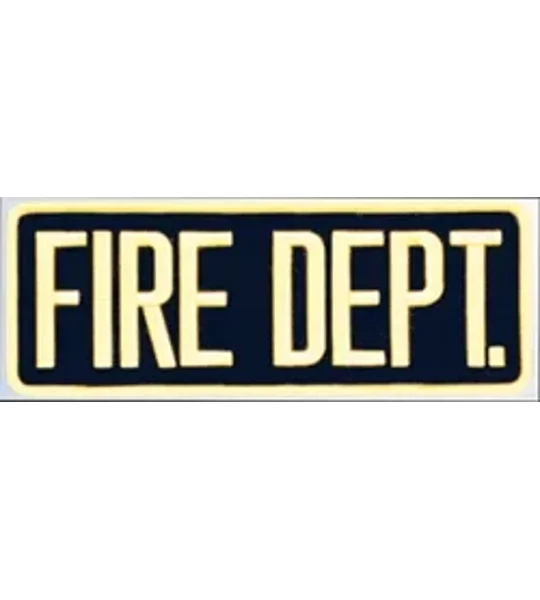 Fire Dept Back Patch Large 4 x 11 Gold on Navy