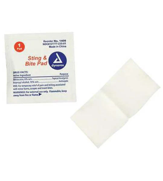 Sting & Bite Relief Pads Benzocaine Pack of 10
