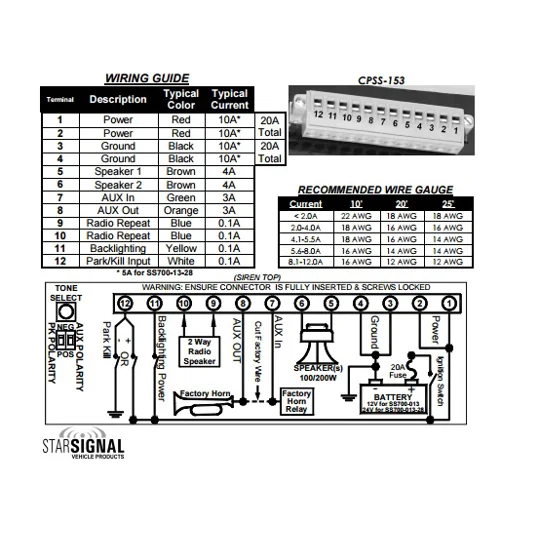 Star Signal Vehicle Products Power Harness Plug 12 Pin SS700-013