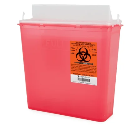 Sharps Container Prevent® 2-Piece 10.75H X 10.5W X 4.75D Inch 5 Quart