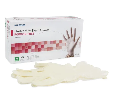 Powder Free Stretch Vinyl Ambidextrous Smooth Ivory Gloves 100 Pk