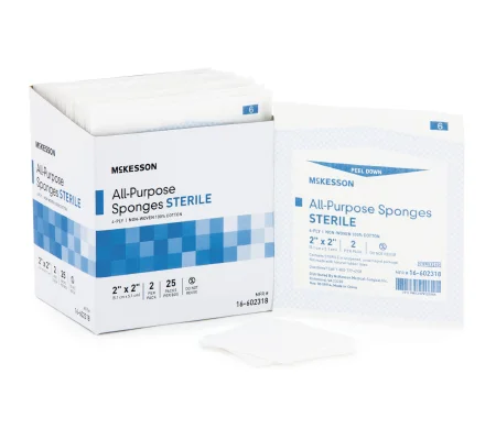 Gauze Sponge Cotton 12-Ply 2 X 2 Sterile 100 Pk