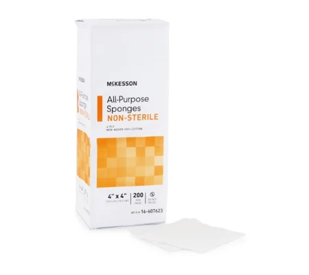 Gauze Sponge Cotton 4-Ply 4 X 4 NonSterile 200 Pk