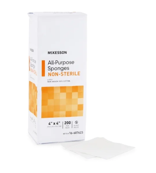Gauze Sponge Cotton 4-Ply 4 X 4 NonSterile 200 Pk