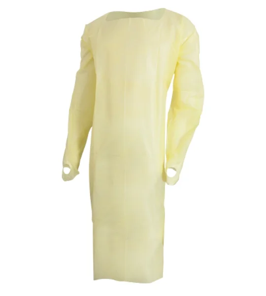 Isolation Gown Yellow Thumb Loop Adult Disposable 10 Pack