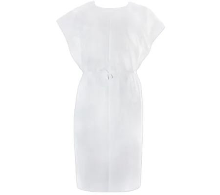 Exam Gown White Without Cuff Adult Disposable 50 Pack