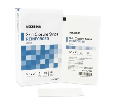 Skin Closure Strip 1/4 X 3 Inch Nonwoven Reinforced Strip White 3 Pack