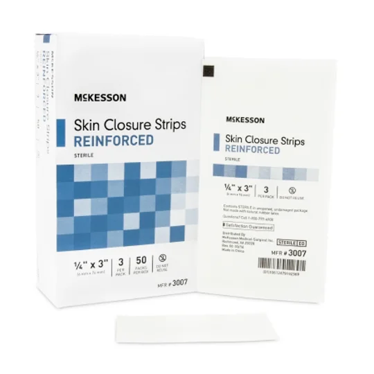Skin Closure Strip 1/4 X 3 Inch Nonwoven Reinforced Strip White 3 Pack