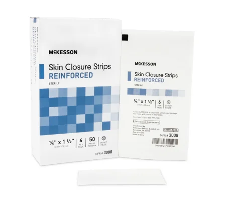 Skin Closure Strip 1/4 X 1 1/2 Nonwoven Reinforced Strip White 6 Pack