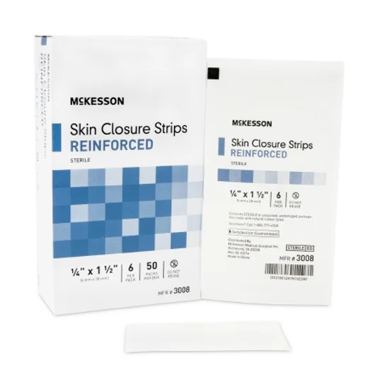 Skin Closure Strip 1/4 X 1 1/2 Nonwoven Reinforced Strip White 6 Pack