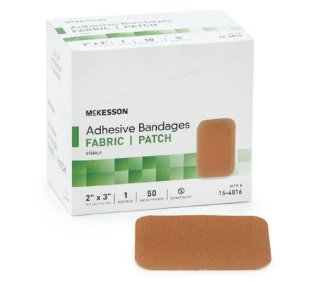 Adhesive Strip 2 X 3 Inch Fabric Rectangle Tan Sterile 50 Pack