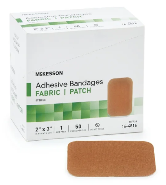 Adhesive Strip 2 X 3 Inch Fabric Rectangle Tan Sterile 50 Pack