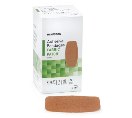 Adhesive Strip 2 X 4 Inch Fabric Rectangle Tan Sterile 50 Pack