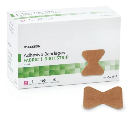 Adhesive Strip 1.5 X 3 Inch Fabric Fingertip Tan Sterile 100 Pack