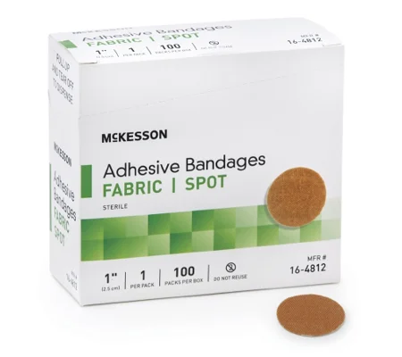 Adhesive Strip 1 Inch Round Fabric Tan Sterile 100 Pack