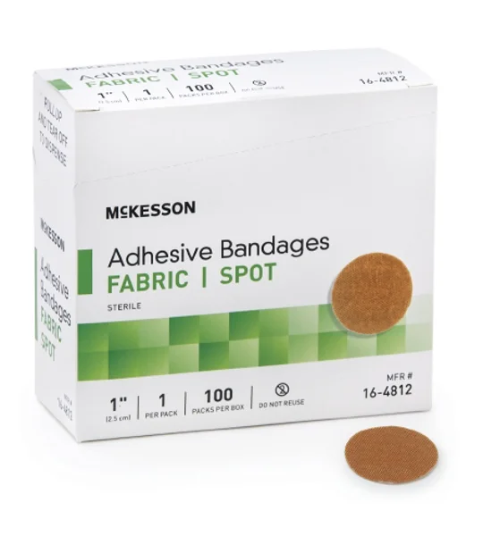 Adhesive Strip 1 Inch Round Fabric Tan Sterile 100 Pack