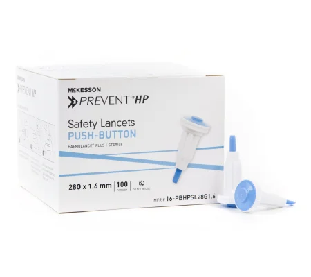 Safety Lancet Prevent® Fixed Depth 1.6 mm Depth 28 Gauge Push Button