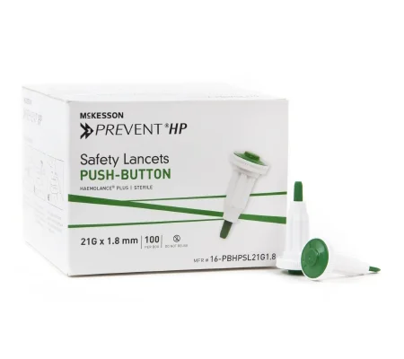Safety Lancet Prevent® Fixed Depth 1.8 mm Depth 21 Gauge Push Button