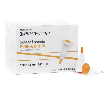 Safety Lancet Prevent® Fixed Depth1.0 mm Depth 28 Gauge Push Button