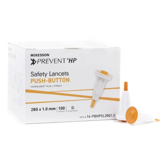 Safety Lancet Prevent® Fixed Depth1.0 mm Depth 28 Gauge Push Button