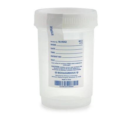 Specimen Container Pneumatic Tube Screw Cap 120 mL 4 oz. Sterile