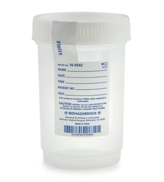 Specimen Container Pneumatic Tube Screw Cap 120 mL 4 oz. Sterile