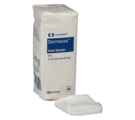 Gauze Sponge Dermacea™ Cotton 8-Ply 4 X 4 Square NonSterile