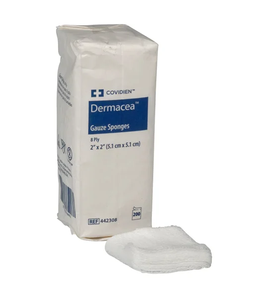 Gauze Sponge Dermacea™ Cotton 8-Ply 4 X 4 Square NonSterile