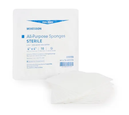 Gauze Sponge Cotton 4-Ply 4 X 4 Inch Square Sterile Tray
