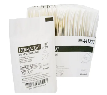Gauze Sponge Dermacea™ Cotton 8-Ply 4 x 4 Inch Square Sterile