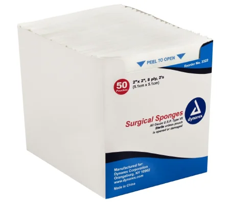 Gauze Sponge Gauze 8-Ply 2 X 2 Inch Square Sterile