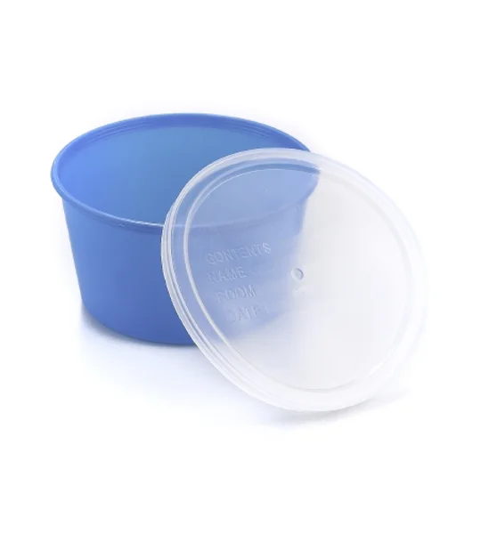 Denture Cups 8 oz. Aqua Snap-On Lid Single Patient Use
