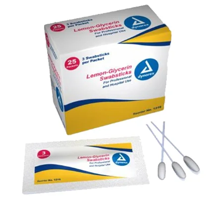 Oral Swabstick Foam Tip Lemon Glycerin 3 Pack