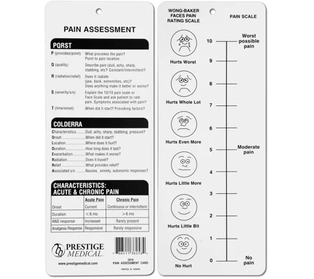 Pocket Pain Assessment Card Wong Baker Scale Faces