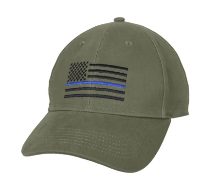 Supreme Low Profile Insignia Cap Hat OD Green Thin Blue Line