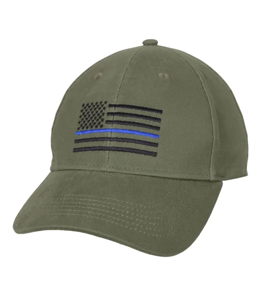 Supreme Low Profile Insignia Cap Hat OD Green Thin Blue Line