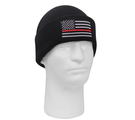 Deluxe Thin Red Line Watch Cap Embroidered Beanie Hat