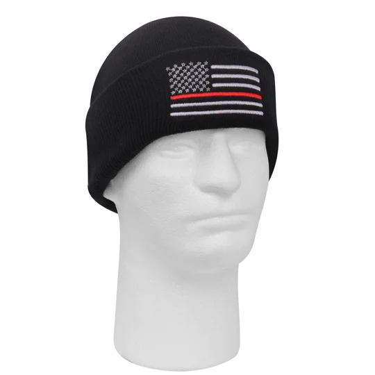 Deluxe Thin Red Line Watch Cap Embroidered Beanie Hat