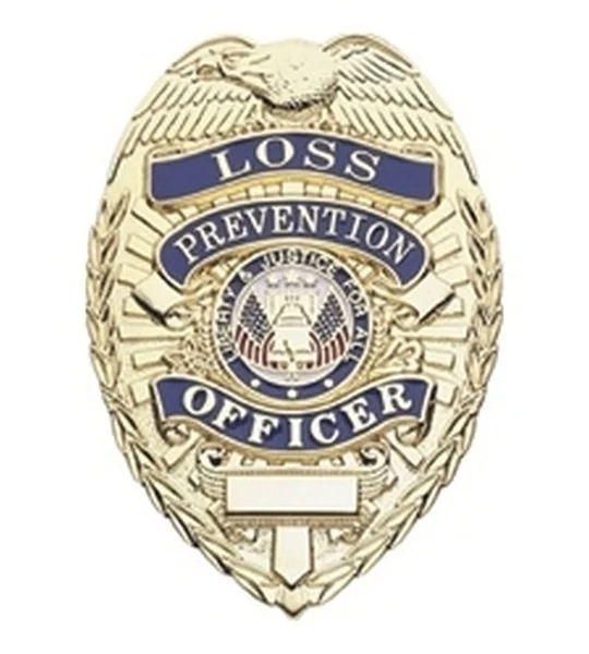 Loss Prevention Security Officer Shield Chest Badge Gold