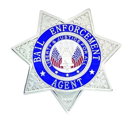 Bail Enforcement Agent 7-Point Star Breast Badge Silver Nickel