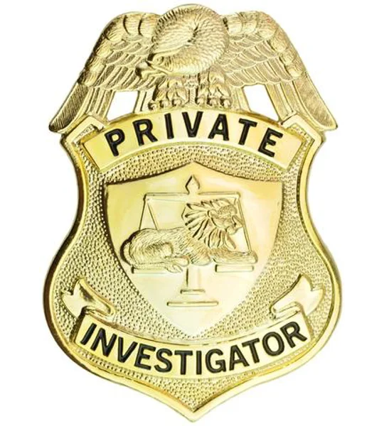 Private Investigator Shield Badge Gold