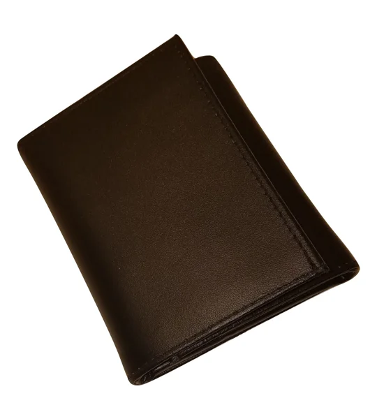 Leather Tri Fold Badge Wallet Shield Cut Out
