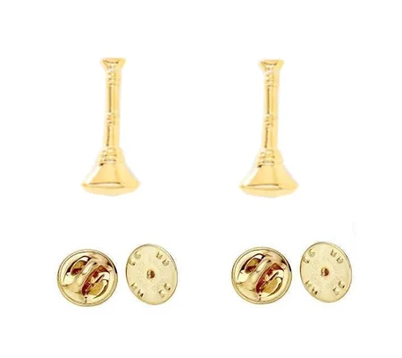 Collar Pins Bugles Cut Out 1 Bugle Gold Lieutenant