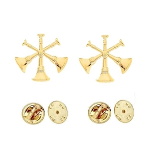 Collar Pins Bugles Cut Out 3 Bugles Gold Assistant Chief AC