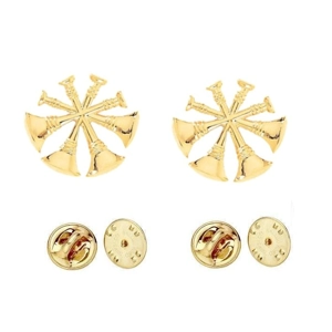 Collar Pins Bugles Cut Out 4 Bugles Gold Deputy Chief DC
