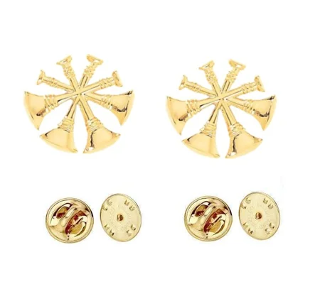 Collar Pins Bugles Cut Out 4 Bugles Gold Deputy Chief DC