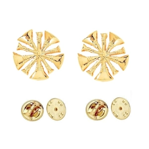 Collar Pins Bugles Cut Out 5 Bugles Gold Chief